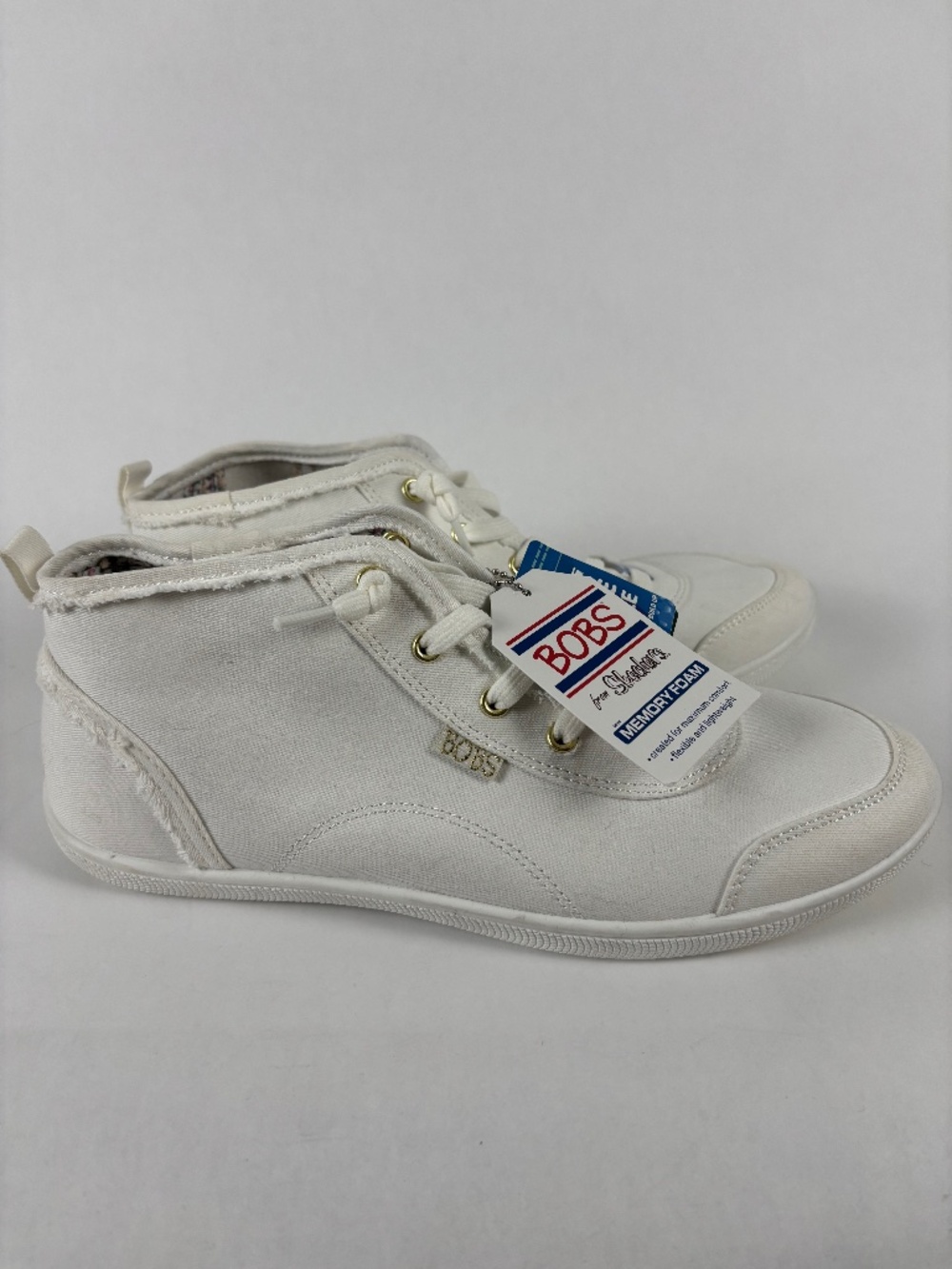 Skechers White Canvas Hi-Tread, High Top, Lace Up, Skate Sneakers, Women's 10